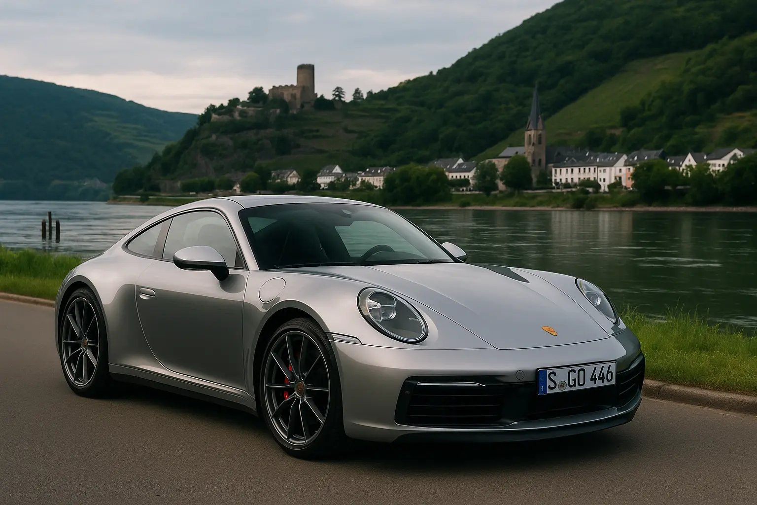Luxury river cruise ship sailing along the Rhine River through Germany